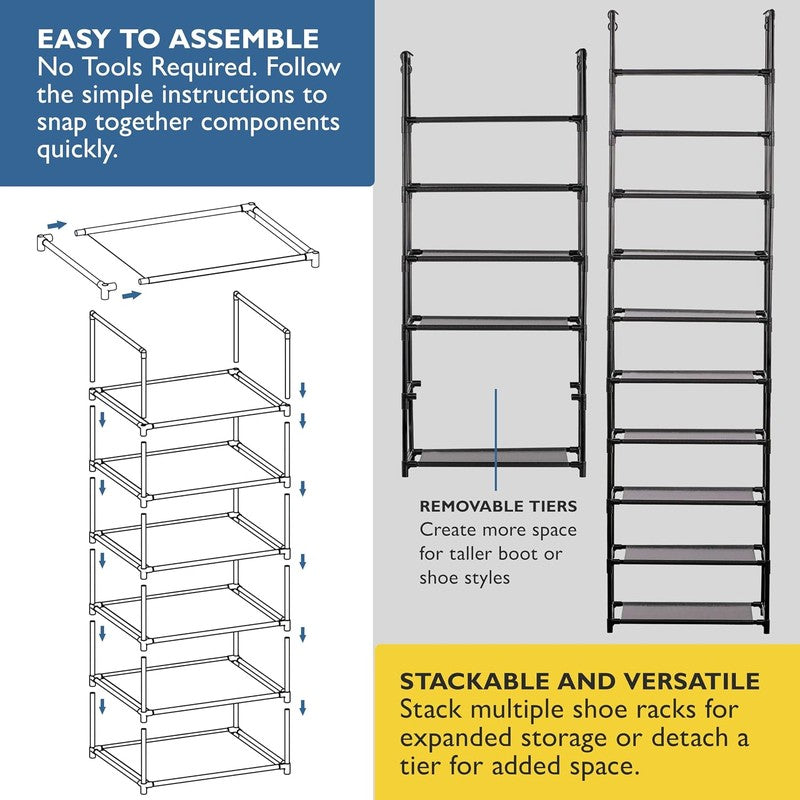 6 Tier Tall Shoe Rack for Closet, Sturdy Stackable - lifestyle look