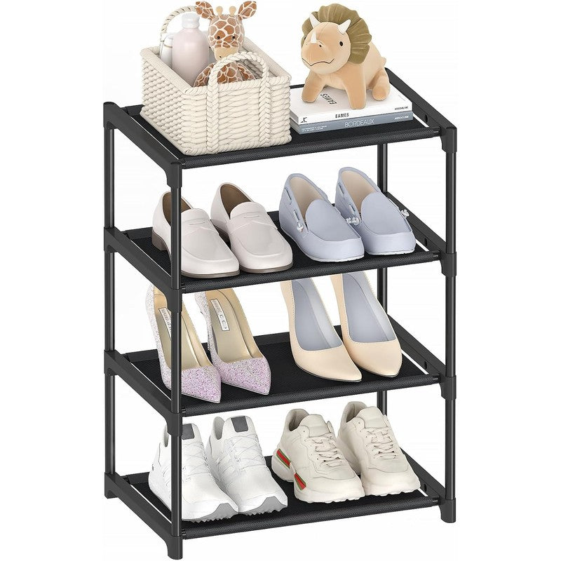 4 Tier Extra Small Shoe Rack (16.3" Wide), Space S  - front view