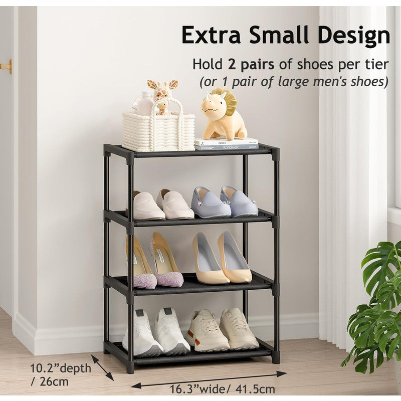 4 Tier Extra Small Shoe Rack (16.3" Wide), Space S  - lifestyle look