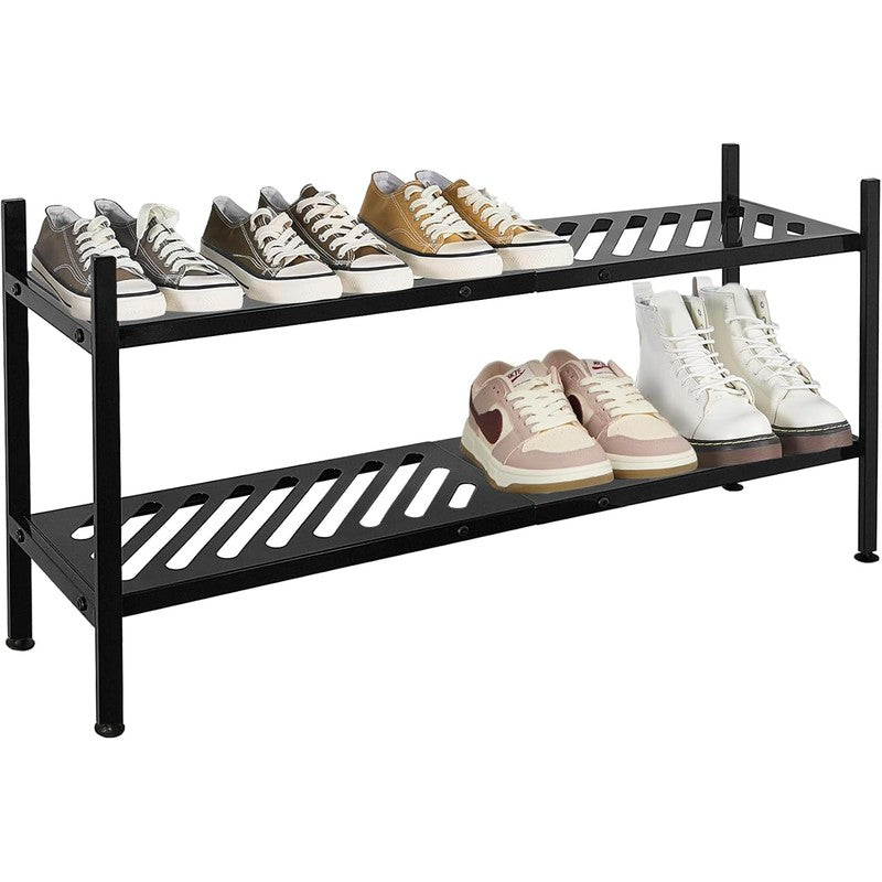 Shoe Rack - Metal Shoe Organizer 2 Tier Shoes Shel  - front view