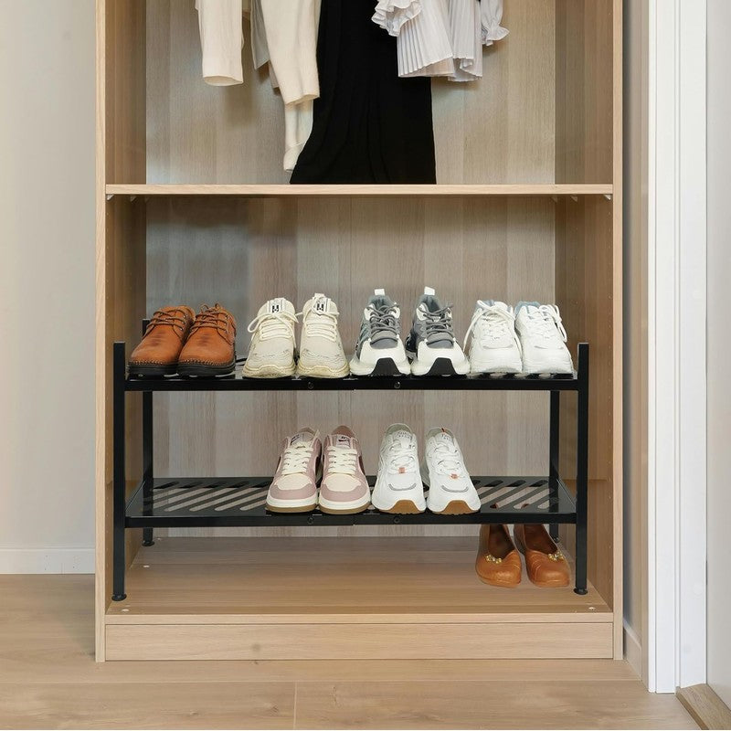 Shoe Rack - Metal Shoe Organizer 2 Tier Shoes Shel  - detail close-up