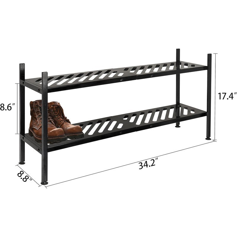 Shoe Rack - Metal Shoe Organizer 2 Tier Shoes Shel  - fabric and fit