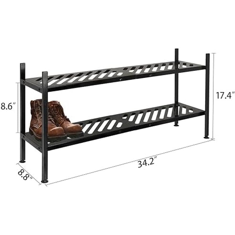 Shoe Rack - Metal Shoe Organizer 2 Tier Shoes Shel  - back view