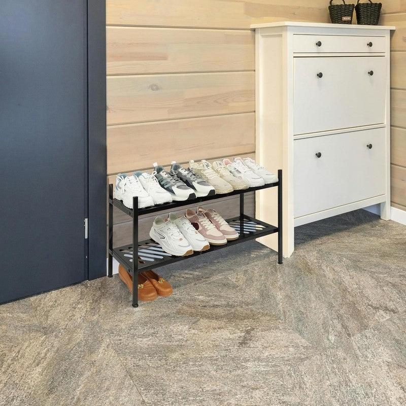 Shoe Rack - Metal Shoe Organizer 2 Tier Shoes Shel  - top view