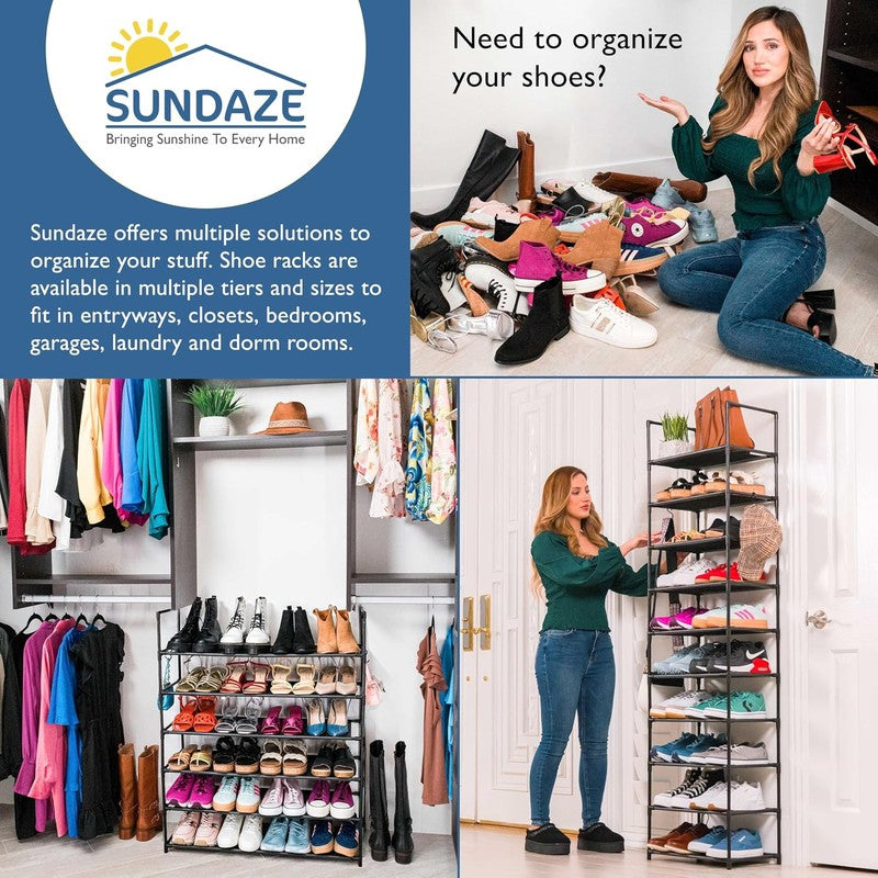 6 Tier Tall Shoe Rack for Closet, Sturdy Stackable  - top view