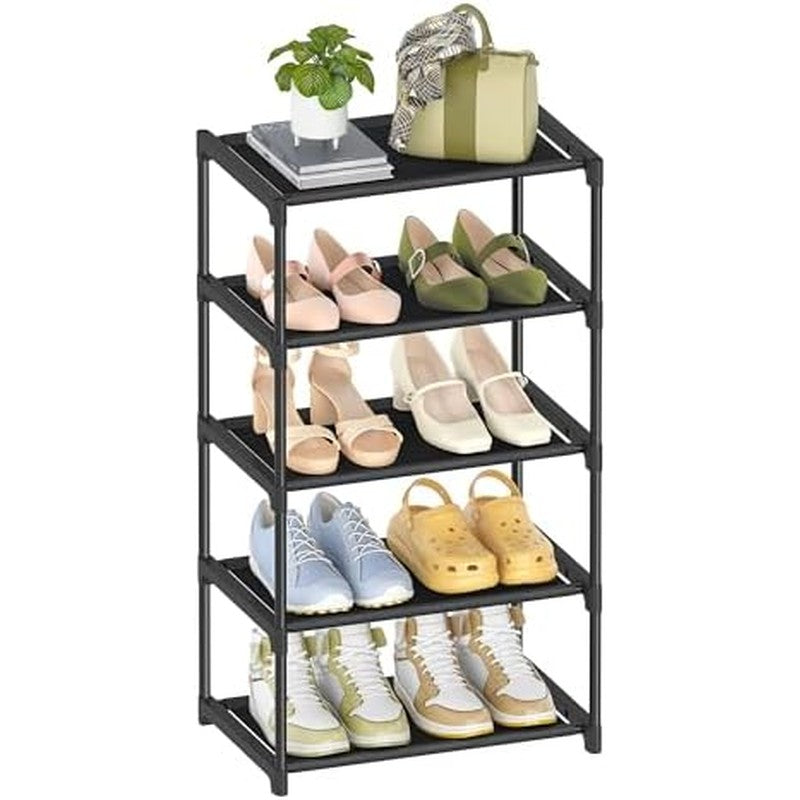 5-Tier Extra Small Shoe Rack (16.3" Wide), Narrow  - side angle